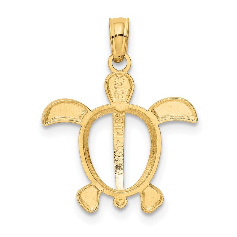 14K and White Rhodium Sea Turtle Pendant