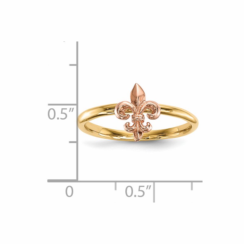 14k Two-tone Polished Fleur de Lis Ring