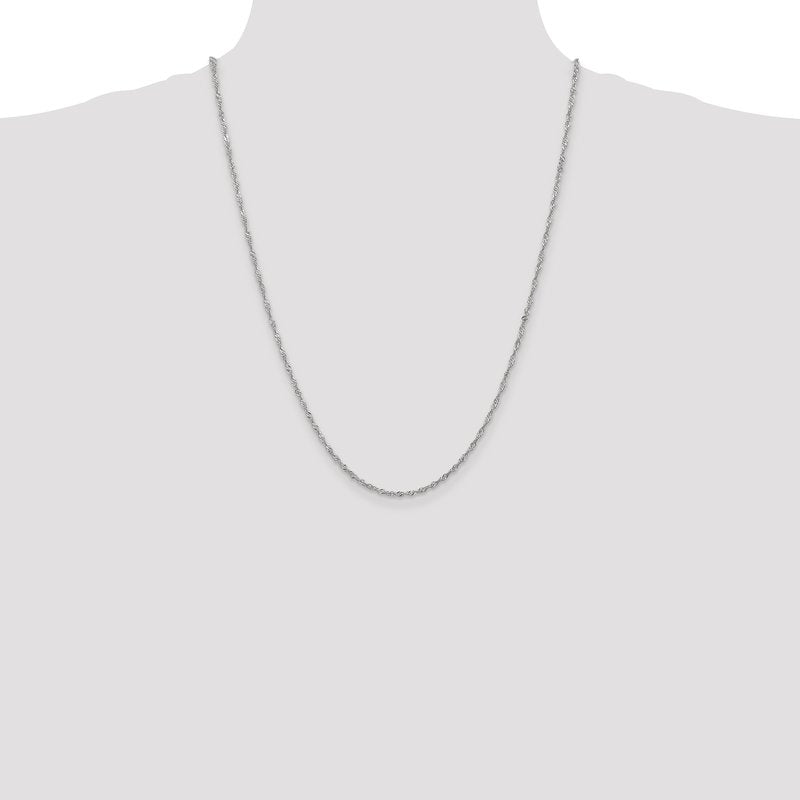 14K White Gold 10 inch 1.7mm Singapore with Lobster Clasp Anklet