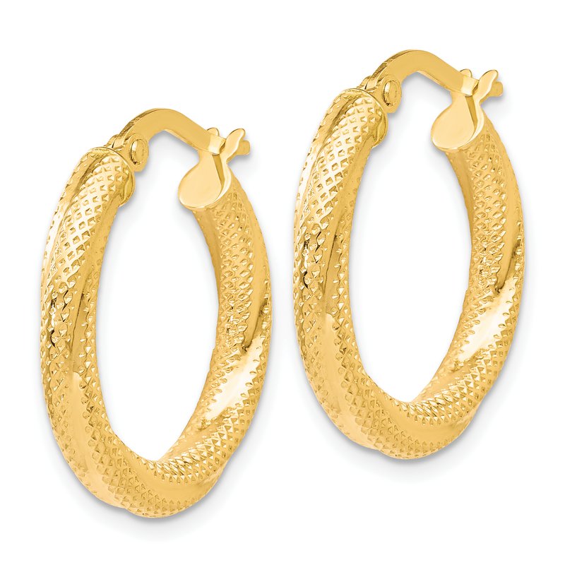 10K Textured Hinged Hoop Earrings