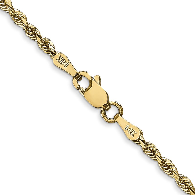 14K 10 Inch 2.25mm Diamond-cut Quadruple Rope Lobster Clasp Anklet