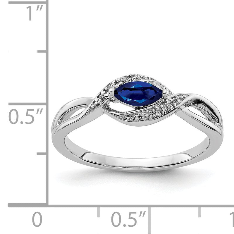 14k White Gold Diamond and Marquise Emerald Ring