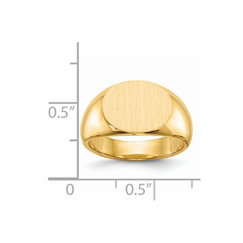 14k 12.5x9.5mm Closed Back Signet Ring