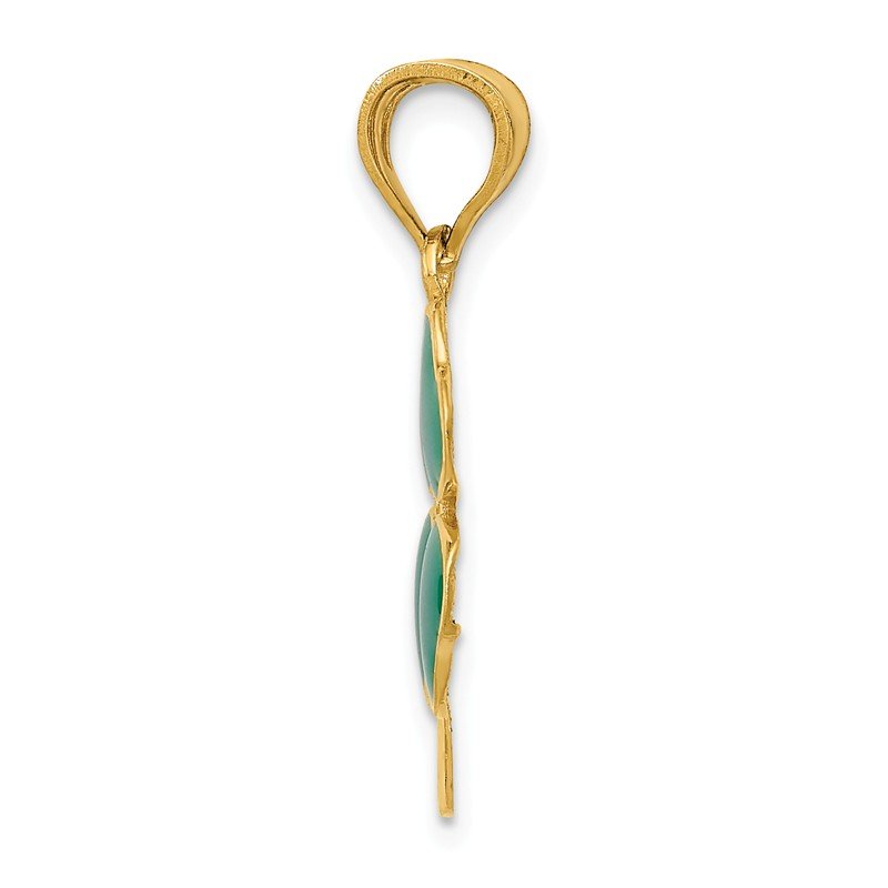 14k Enameled Four Leaf Clover Pendant