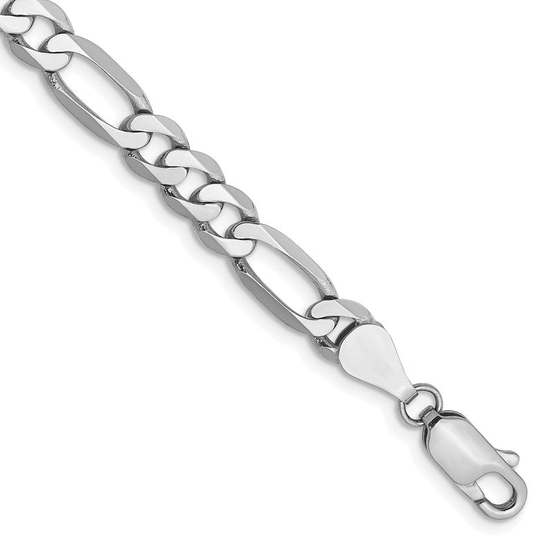 14K White Gold 26 inch 5.5mm Flat Figaro with Lobster Clasp Chain