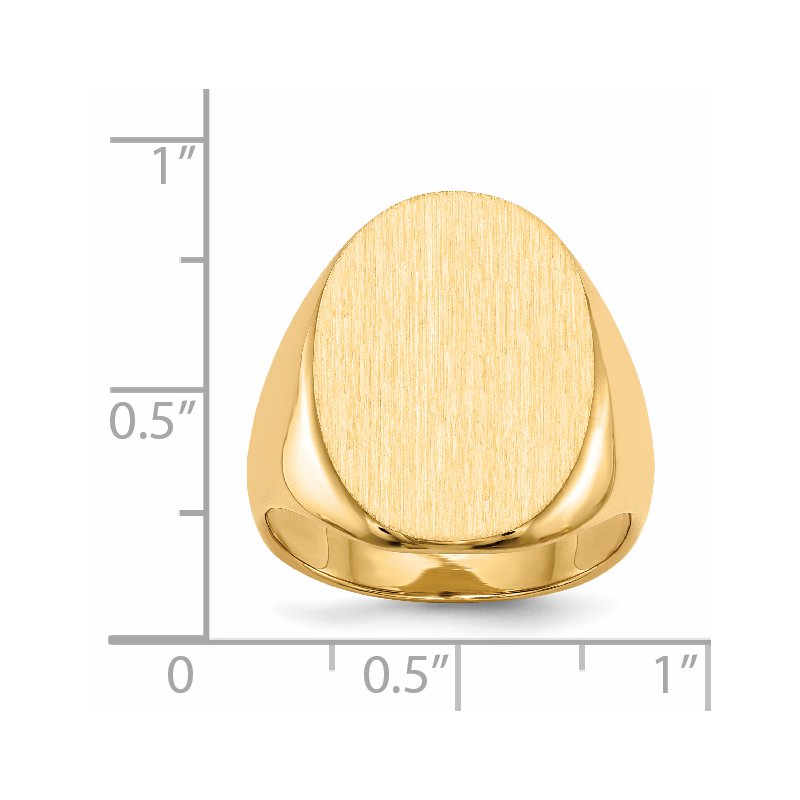 14k 16.0 x21.5mm Closed Back Mens Signet Ring