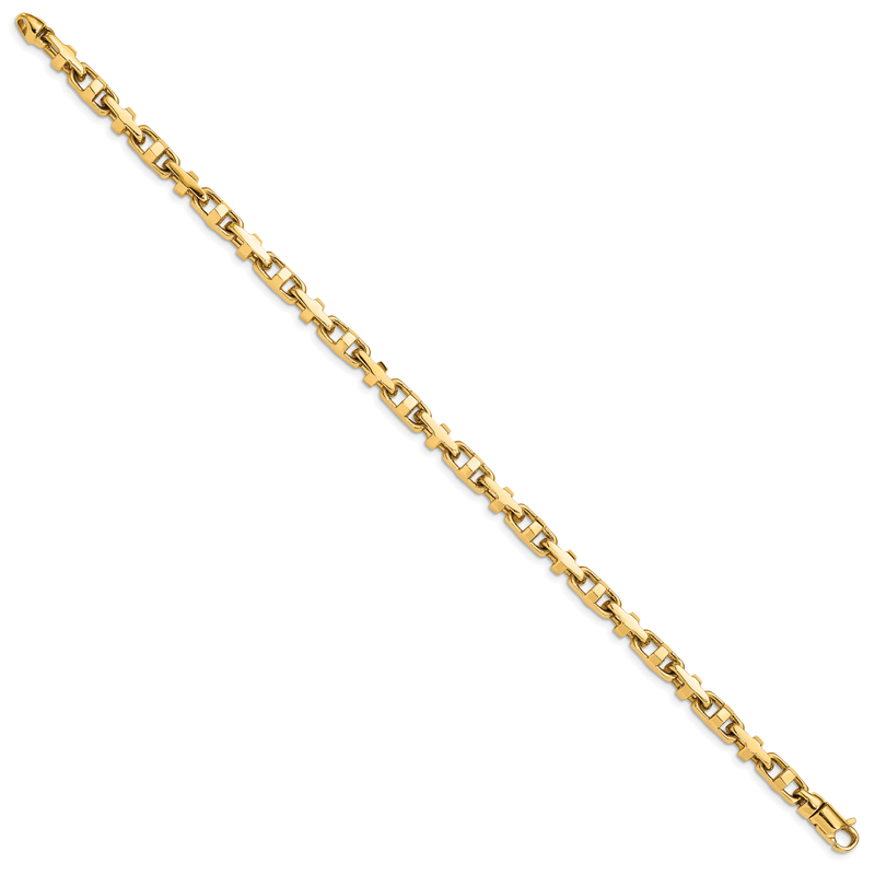 14K 18 inch 5mm Hand Polished Fancy Link with Lobster Clasp Chain