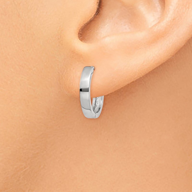 14k White Gold Round Hinged Hoop Earrings