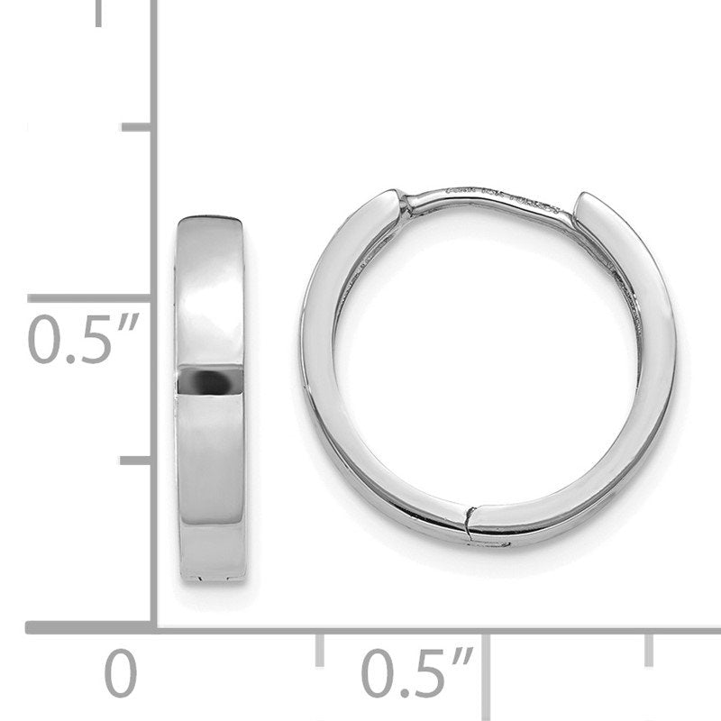14k White Gold Round Hinged Hoop Earrings