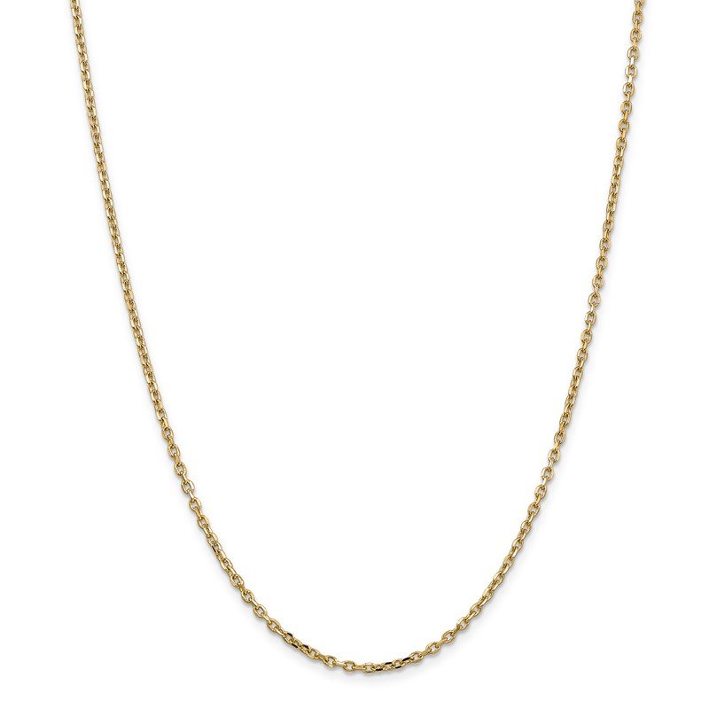 14K 26 inch 2.2mm Diamond-cut Round Open Link Cable with Lobster Clasp Chain