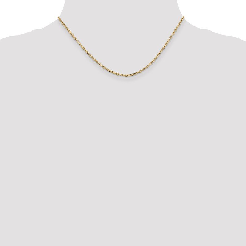 14K 26 inch 2.2mm Diamond-cut Round Open Link Cable with Lobster Clasp Chain