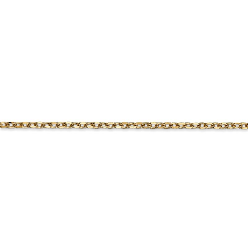 14K 26 inch 2.2mm Diamond-cut Round Open Link Cable with Lobster Clasp Chain