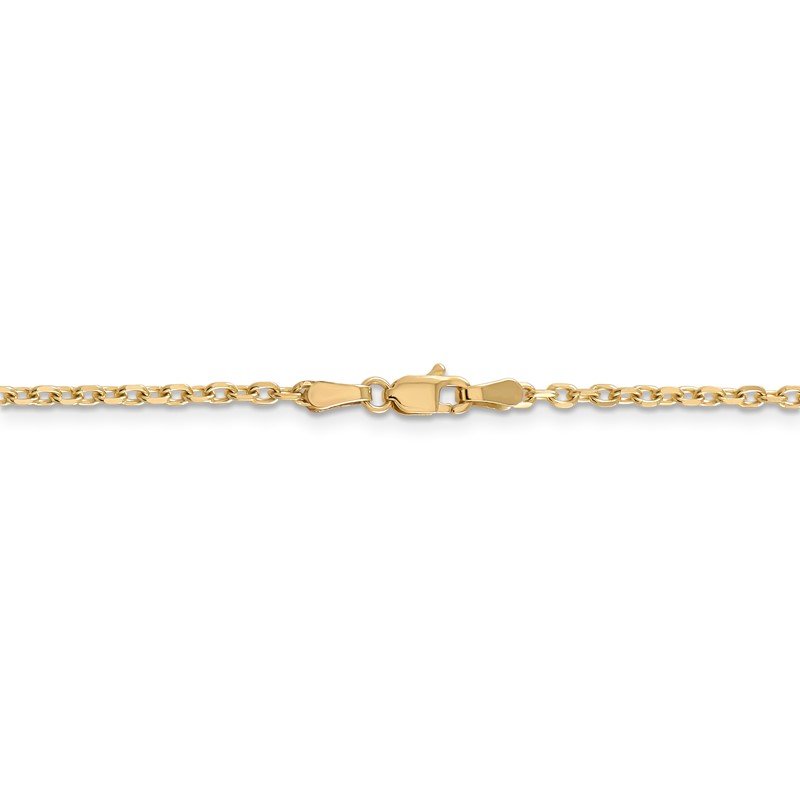 14K 26 inch 2.2mm Diamond-cut Round Open Link Cable with Lobster Clasp Chain