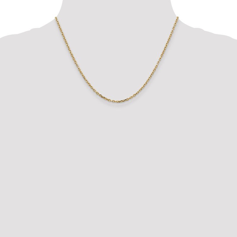 14K 26 inch 2.2mm Diamond-cut Round Open Link Cable with Lobster Clasp Chain