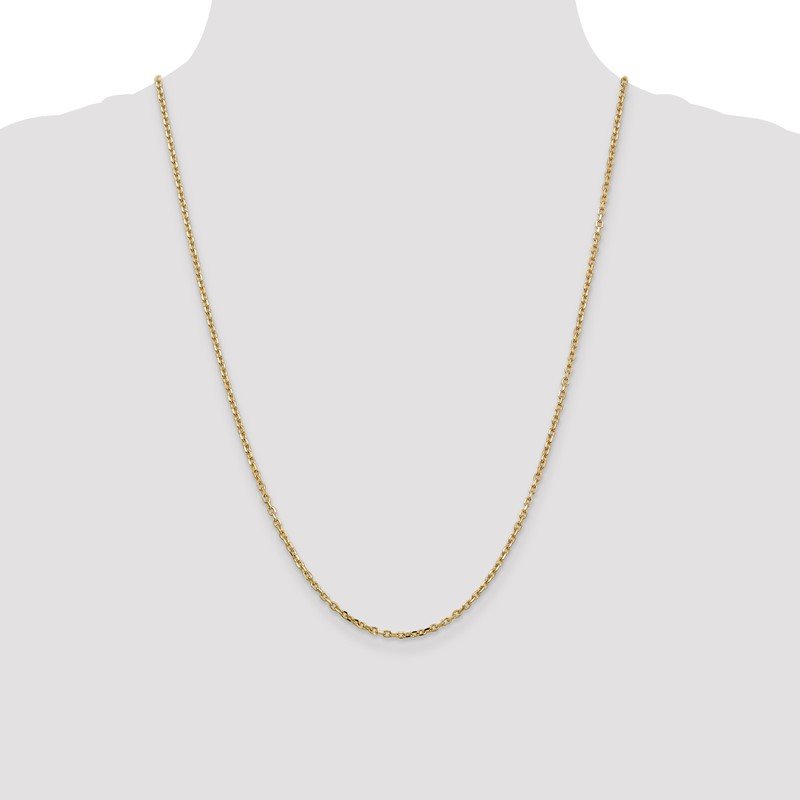 14K 26 inch 2.2mm Diamond-cut Round Open Link Cable with Lobster Clasp Chain