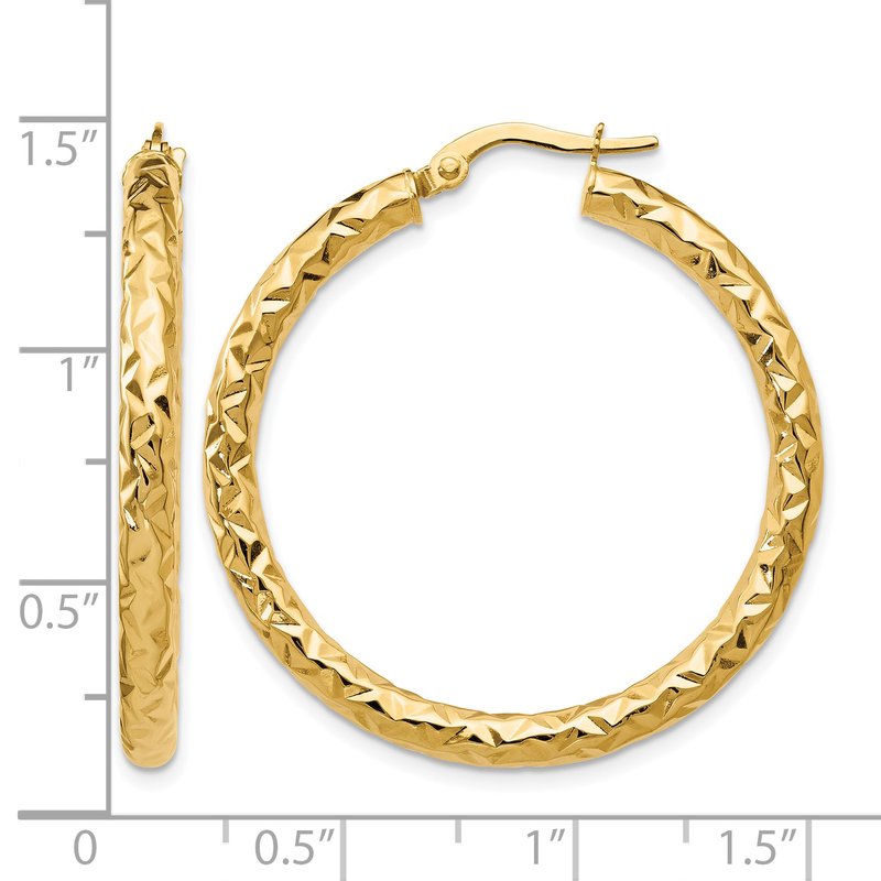 14K ForeverLite Polished and Textured Hoop Earrings