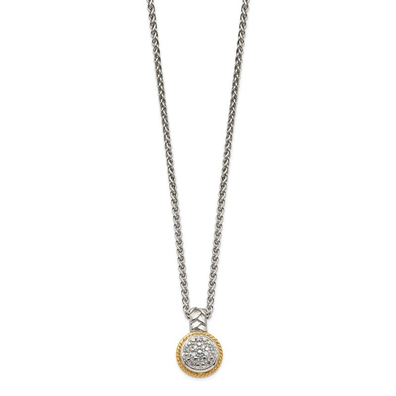 Sterling Silver Rhodium-plated with 14K Accent 18 Inch Polished Diamond Necklace