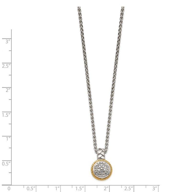 Sterling Silver Rhodium-plated with 14K Accent 18 Inch Polished Diamond Necklace