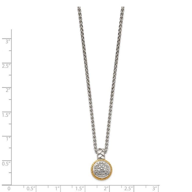 Sterling Silver Rhodium-plated with 14K Accent 18 Inch Polished Diamond Necklace