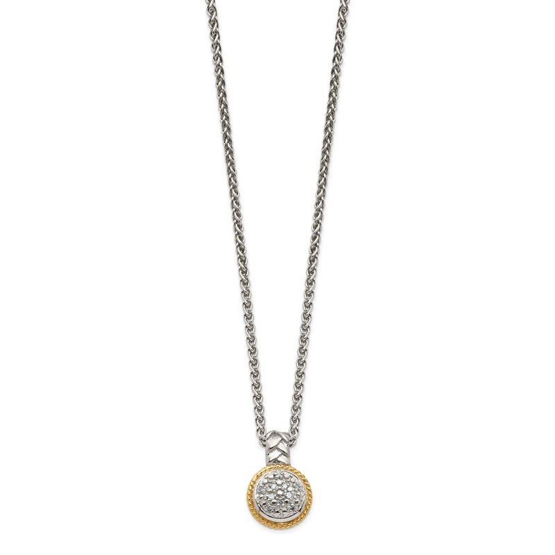 Sterling Silver Rhodium-plated with 14K Accent 18 Inch Polished Diamond Necklace