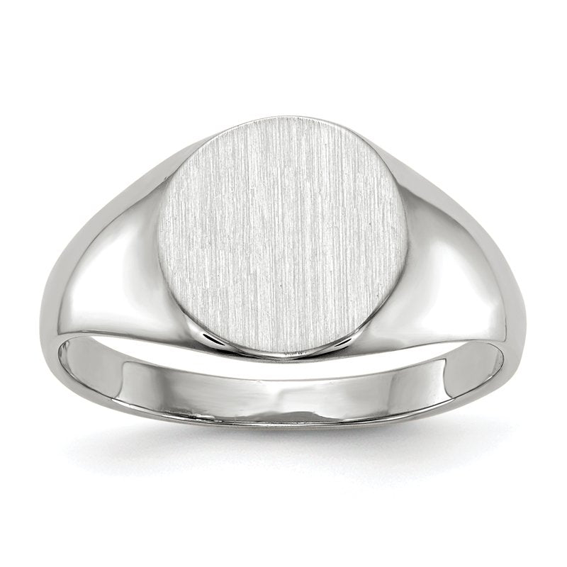 14k White Gold 9.0x9.5mm Closed Back Signet Ring