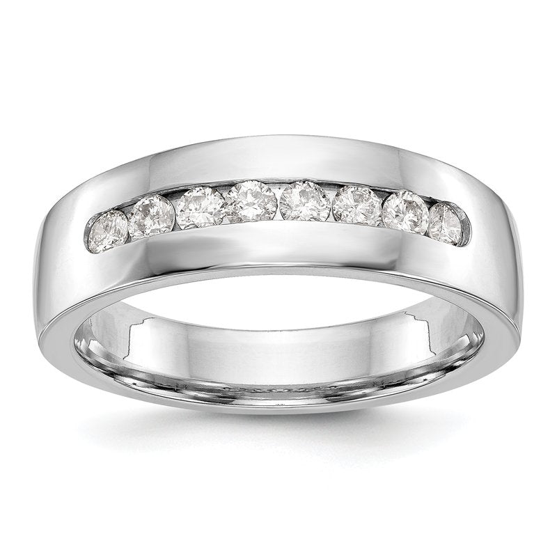 14K White Gold Men's 1/3 carat Lab Grown Diamond VS+ F+ Complete Channel Band
