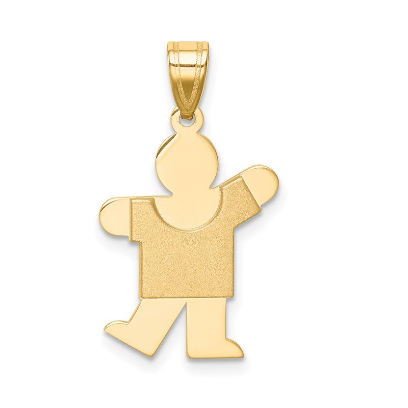 14k The Kids Solid Satin Small Boy Engravable Kiss Charm