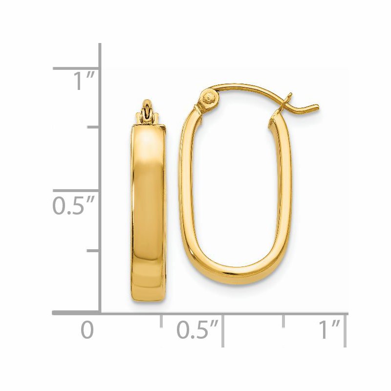 14k Polished 3.5mm Oval Hoop Earrings