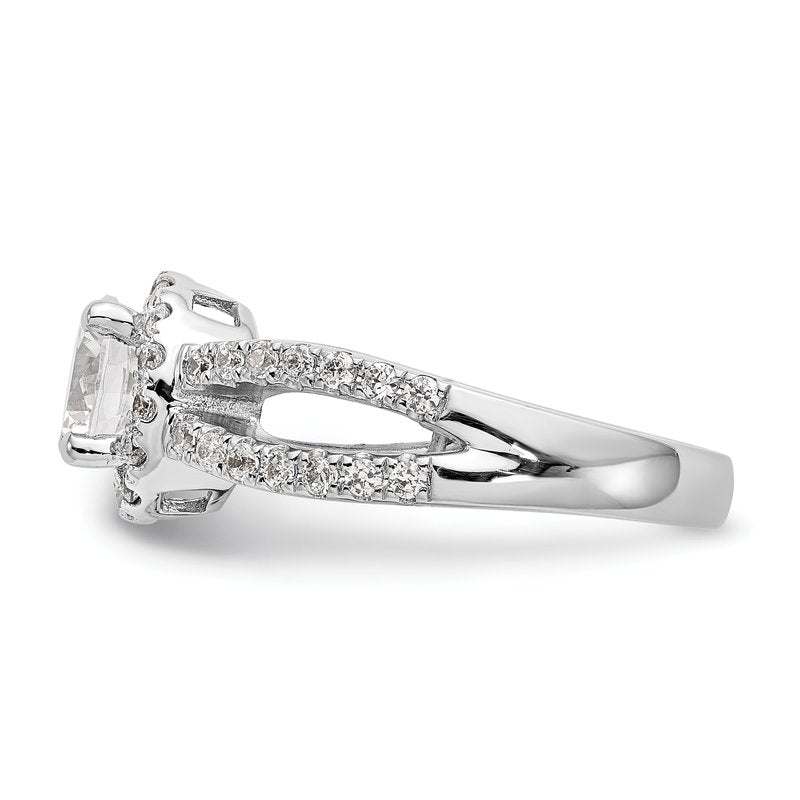 14K White Gold 3/4 carat Lab Grown Diamond VS/SI  D E F  Semi Mount Round Halo Engagement Ring