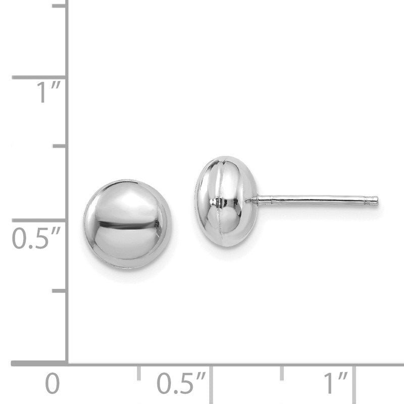 14k White Polished 8mm Button Post Earrings