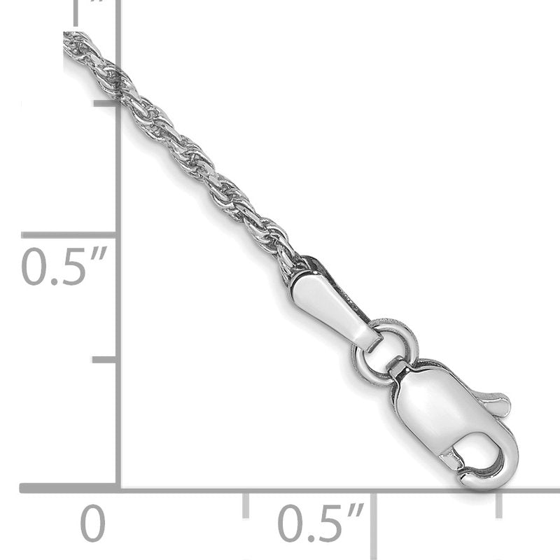 14K White Gold 14 inch 1.3mm Diamond-cut Machine Made Rope with Lobster Clasp Chain Chain