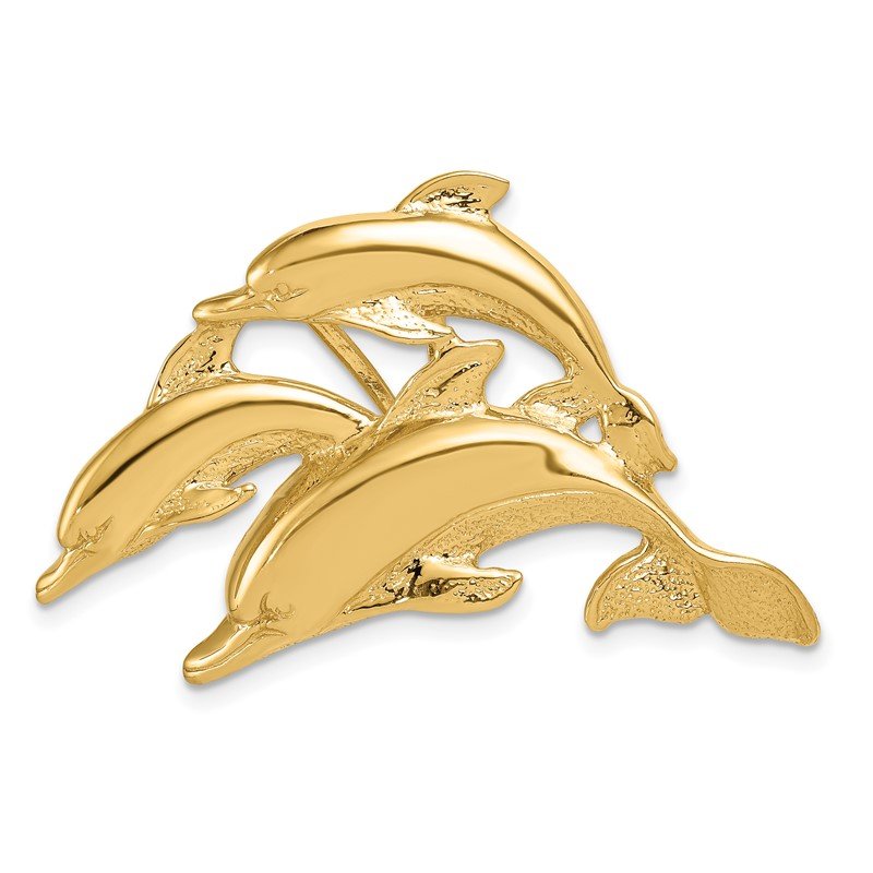 14k Triple Dolphin Omega Slide