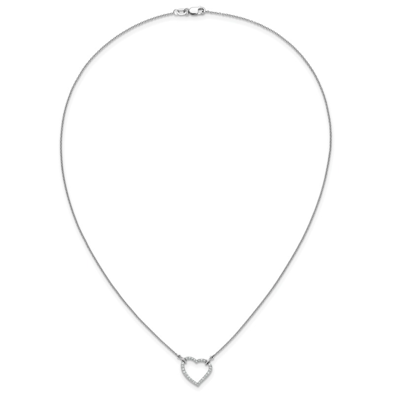 14k Rose Gold Polished 1/5 carat Diamond Heart 18 inch Necklace