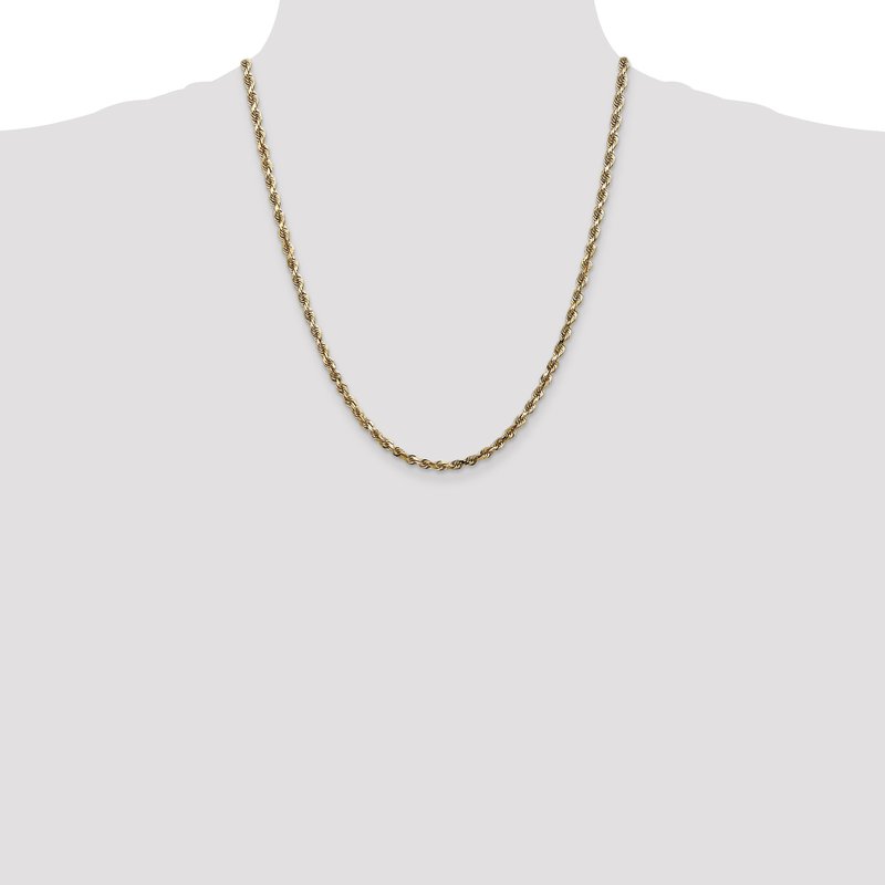 14K 26 Inch 4mm Diamond-cut Quadruple Rope Lobster Clasp Chain