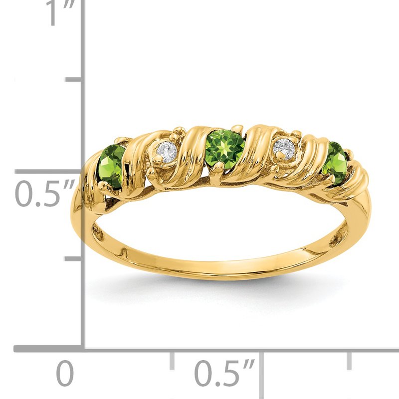 14k 2.75mm Peridot VS Diamond ring