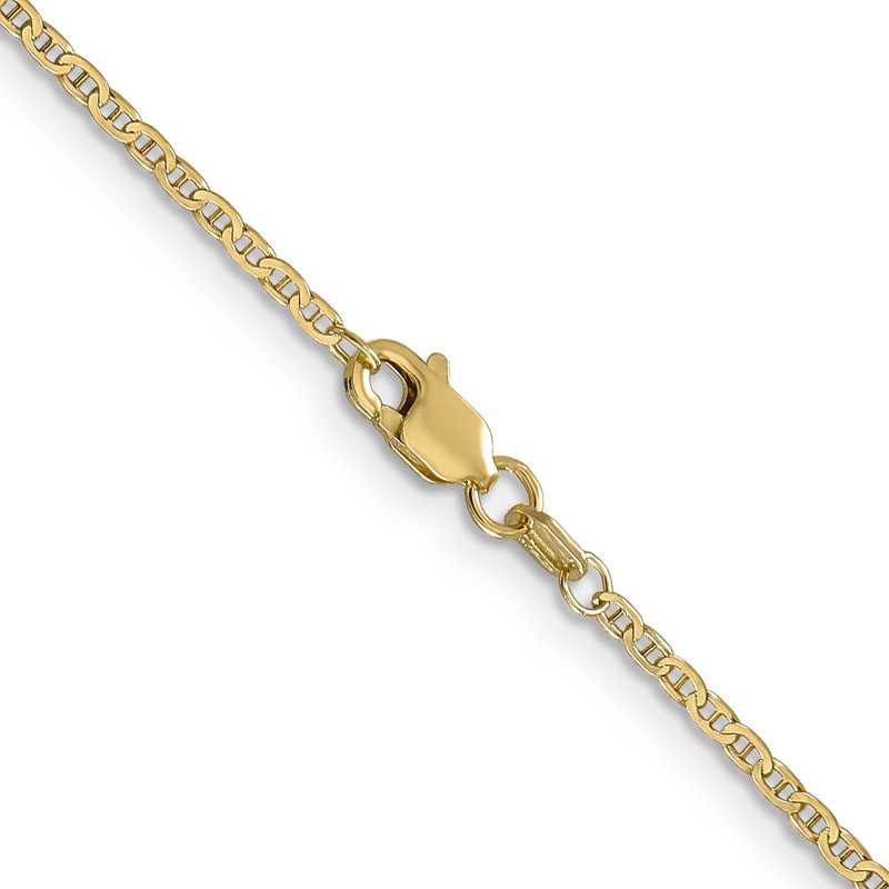 14K 10 inch 1.5mm Lightweight Flat Anchor Link with Lobster Clasp Chain Anklet