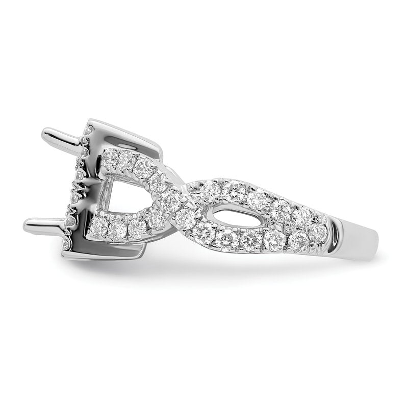 14K White Gold 1/2 carat Lab Grown Diamond VS/SI  D E F  Semi Mount Princess Halo Engagement Ring