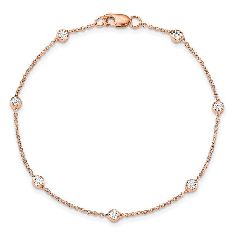 14K Rose Gold 3/8 carat Lab Grown Diamond VS+ F+ Complete 7 Station 7 in Bracelet