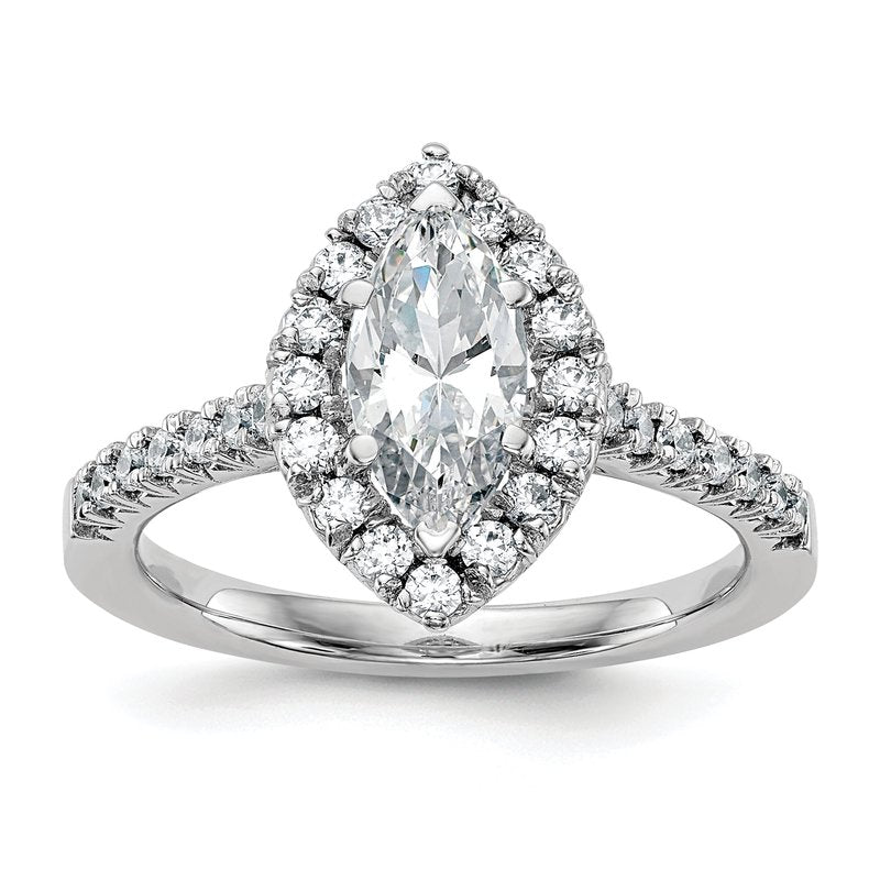 14K White Gold 1/3 carat Lab Grown Diamond VS+ F+ Semi-Mount Marquise Halo Engagement Ring