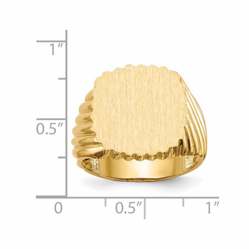 14k 16.5x18.0mm Open Back Mens Signet Ring