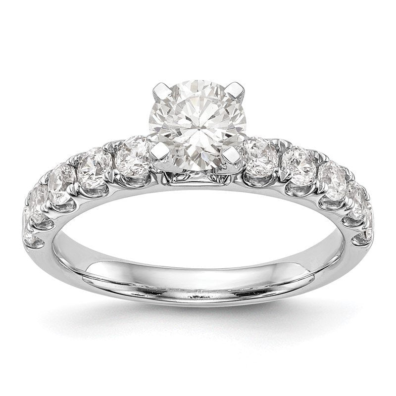 14K White Gold 1/2 carat Lab Grown Diamond VS+ F+ Semi-Mount Peg Set Engagement Ring