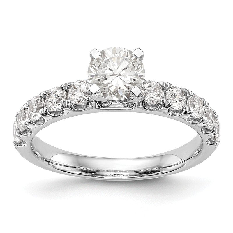 14K White Gold 1/2 carat Lab Grown Diamond VS+ F+ Semi-Mount Peg Set Engagement Ring