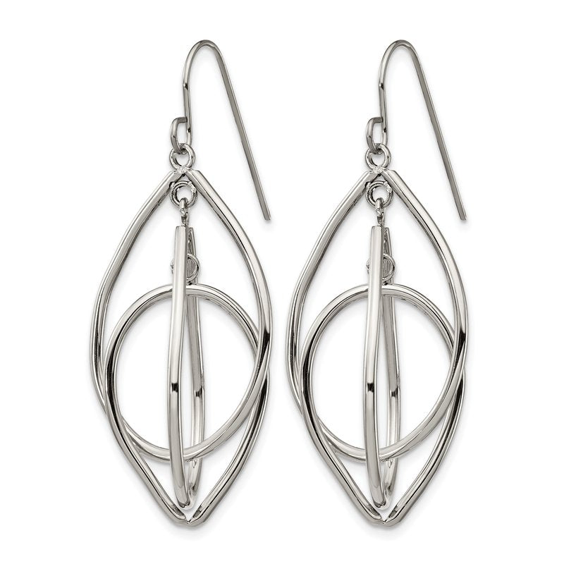 Stainless Steel Polished Dangle Shepherd Hook Earrings