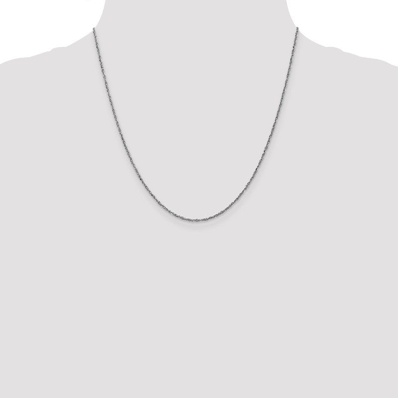 14K  White Gold 10 inch 1.7mm Ropa with Lobster Clasp Anklet