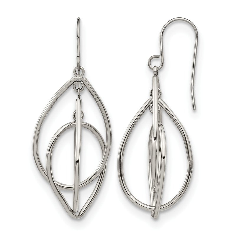 Stainless Steel Polished Dangle Shepherd Hook Earrings