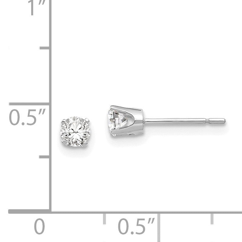 14k White Gold 3.5mm Round CZ Stud Earrings