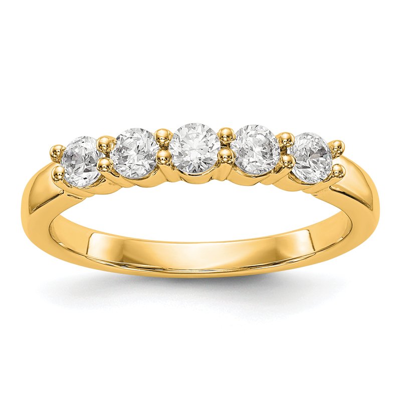 14K White Gold 1/3 carat Lab Grown Diamond VS+ F+ Complete Round Five Stone Ring