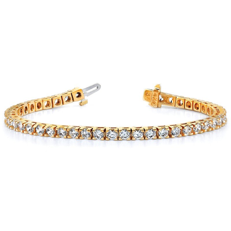 14K Yellow Gold 4 1/10 carat Lab Grown Diamond VS+ F+ Complete Tennis Bracelet
