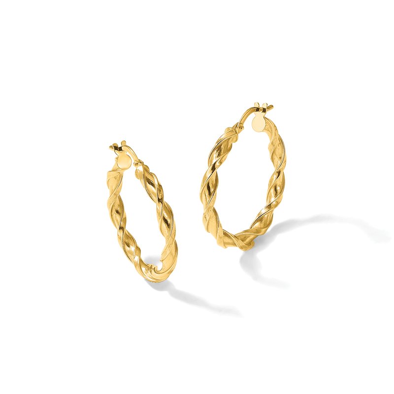 10K Polished Twisted Hoop Earrings