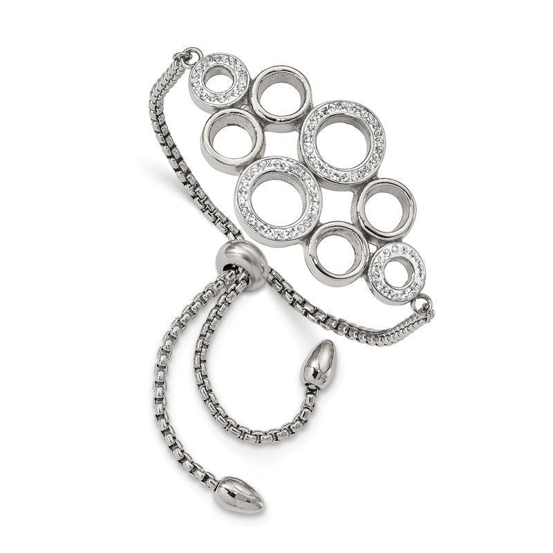 Stainless Steel Polished with Preciosa Crystal Circles Adjustable Bracelet
